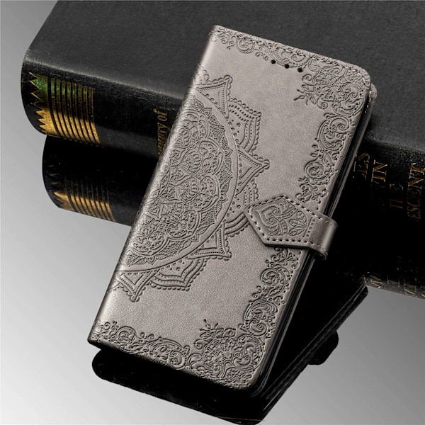 Etui til iPhone 15 Plus grå Wallet med kortholder stativ almindelig flip wallet med kortholder