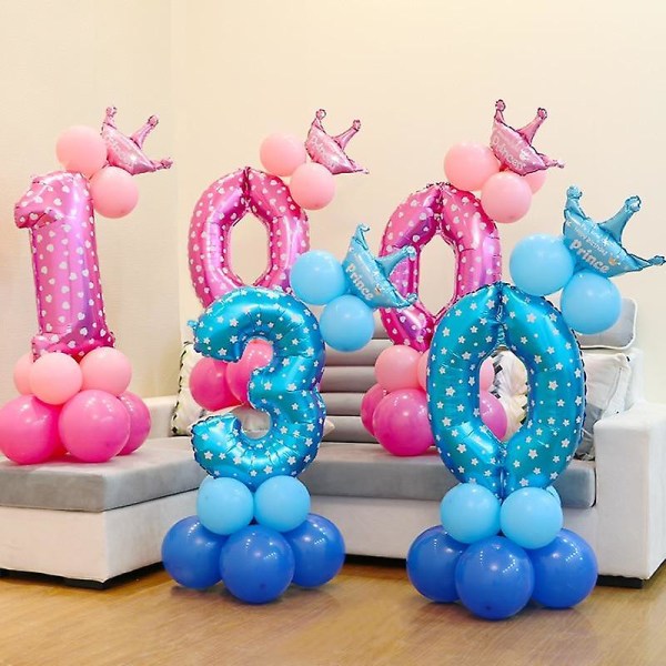 Söta nummer folieballonger för festdekorationer blue2