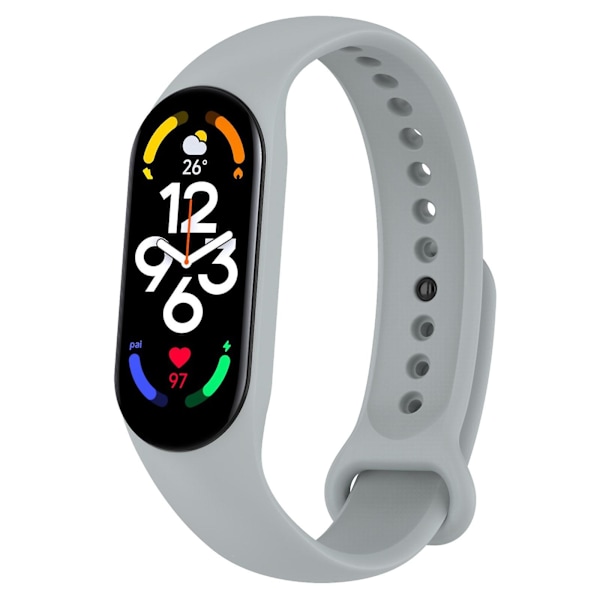 Grå Grå Silikone Urrem kompatibel med Xiaomi Mi Band 7 kompatibel med Xiaomi Mi Band 7 / 7nfc / 6 / 6 Nfc / 5 / 5 Nfc / Amazfit Band 5