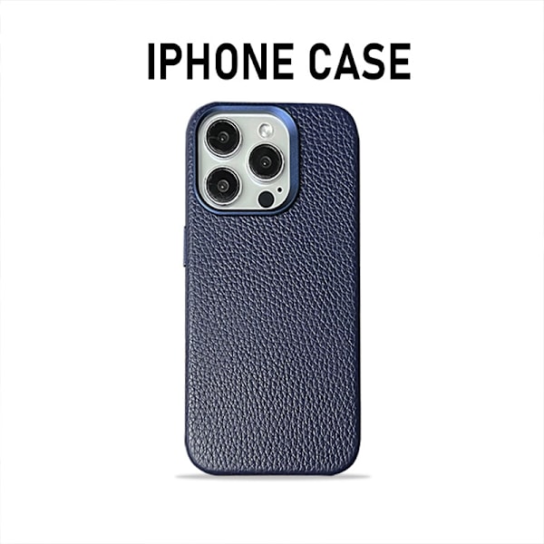 Etui til iPhone 15ProMAX safir Magnetisk Full-Body læder Pebbled