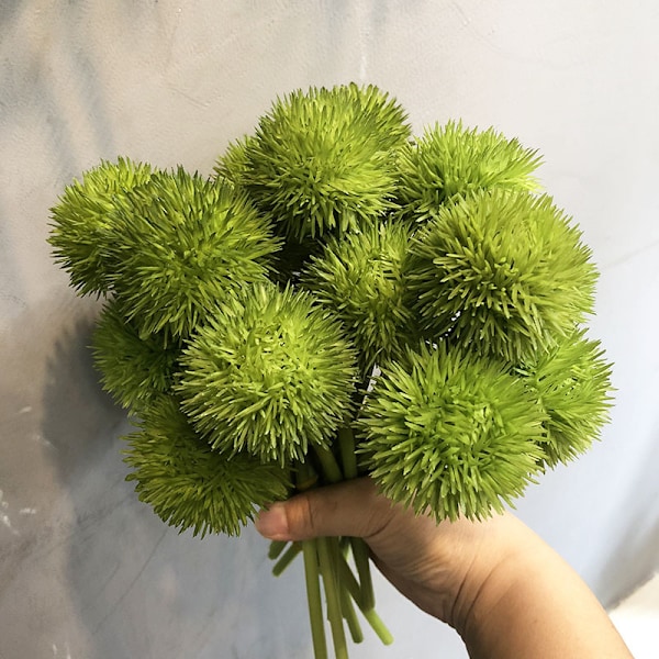 Maskros Plast Trädgård Taggig Boll Ping Pong Chrysanthemum Heminredning Green dandelions 3 pieces/bundle