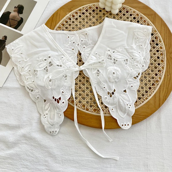 Dame falsk krage Avtakbar halv Avtakbar 'S Allsidig Embroidered rose-White