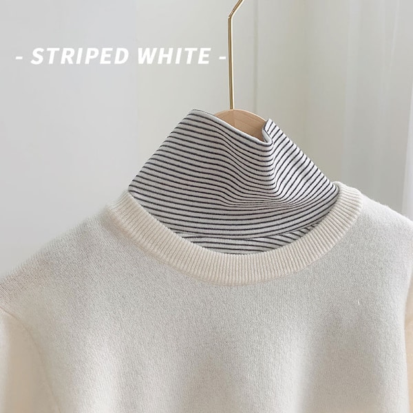 Dame falsk krage Avtakbar halv Avtakbar Høy Hals Inner Striped White