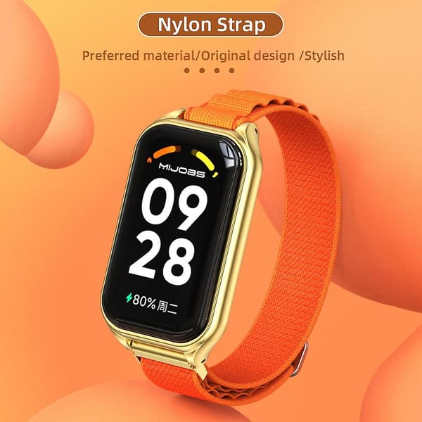 Sort Sølv Sort Sølv Metal Plug Loop Nylonrem kompatibel med Xiaomi Mi Band 8