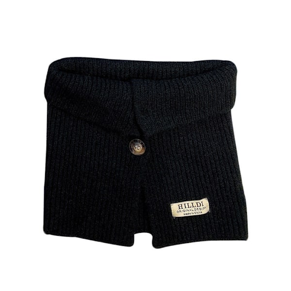 Dame falsk krage Avtakbar halvstrikket ullknappskjerf Black 26cm