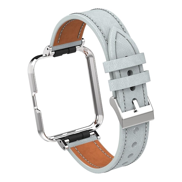 Lysegrå Lysegrå Læder Urrem kompatibel med Xiaomi Redmi Watch 2