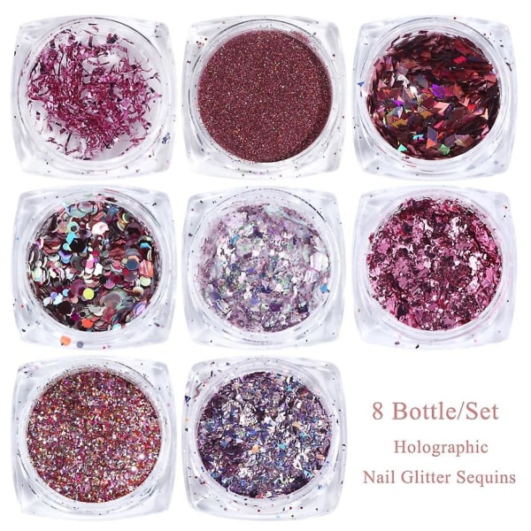 Mix Glitter Nail Art Powder Flakes Set - Holografiska paljetter för manikyr 1506-04