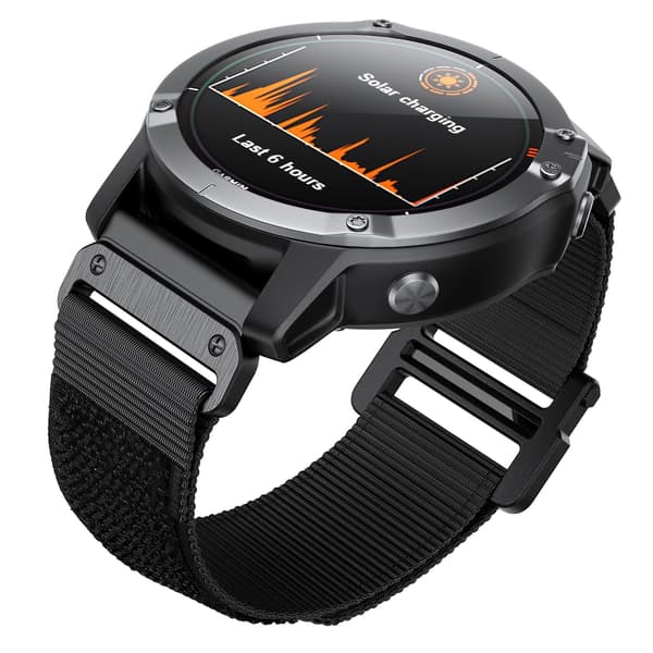 Sort Sort Nylon Urrem kompatibel med Garmin Fenix 7x