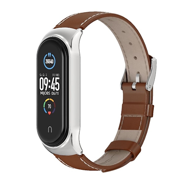 Ruskea Hopea Ruskea Hopea yhteensopiva Xiaomi Mi Band 6 / 5 / 4 / 3 Nahkainen ranneke