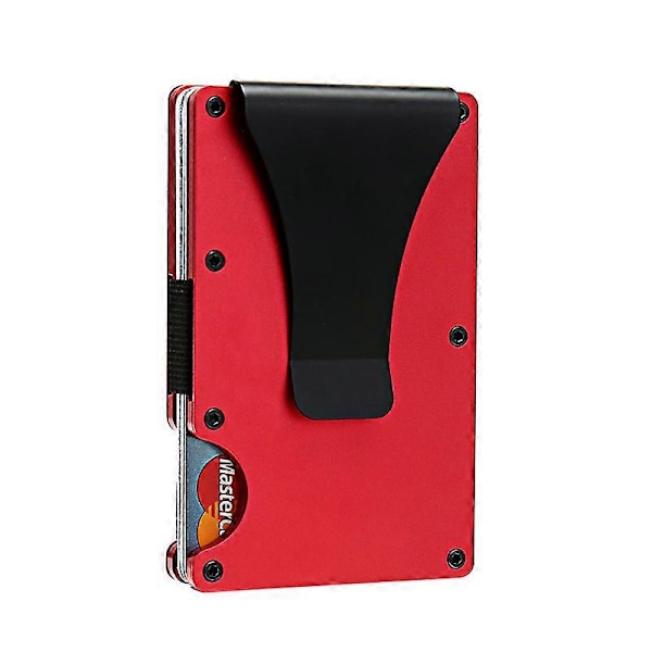 RFID Metall Korthållare Magsafe Plånböcker Män Kvinnor Slim Tunn Mini Magnetisk Plånbok Red A