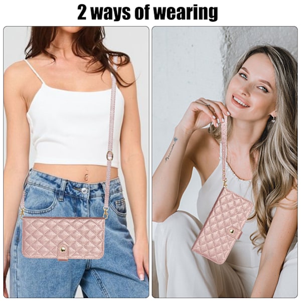 Fodral för iPhone 13PROMAX rosa ins crossbody korthållare diamantstativ storsäljare