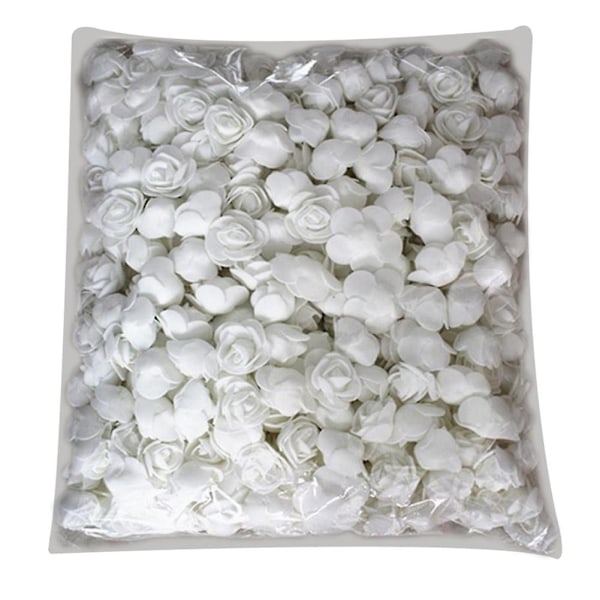 500 stk. PE Skum Rosehode Kunstig Blomst for DIY Bjørnedukke Bryllup Husdekor White