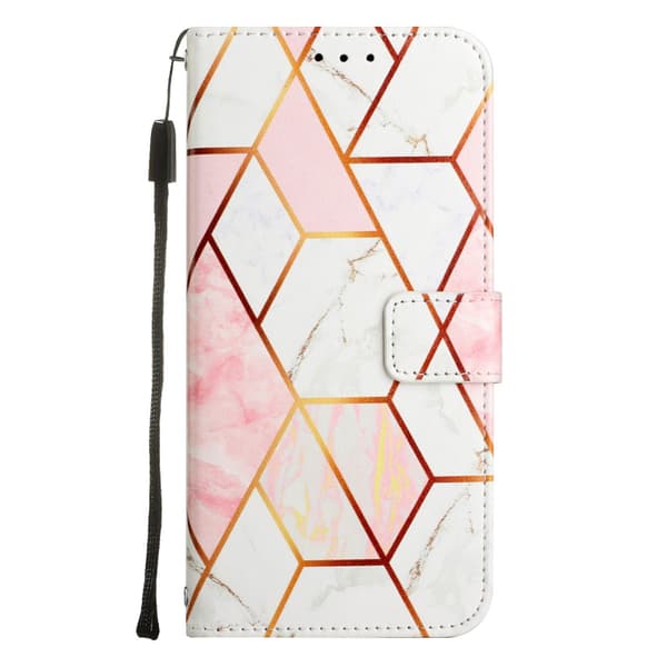 Etui til iPhone 14 Pro Pink Marmor Flip Magnetisk Tegnebog med Kortholder