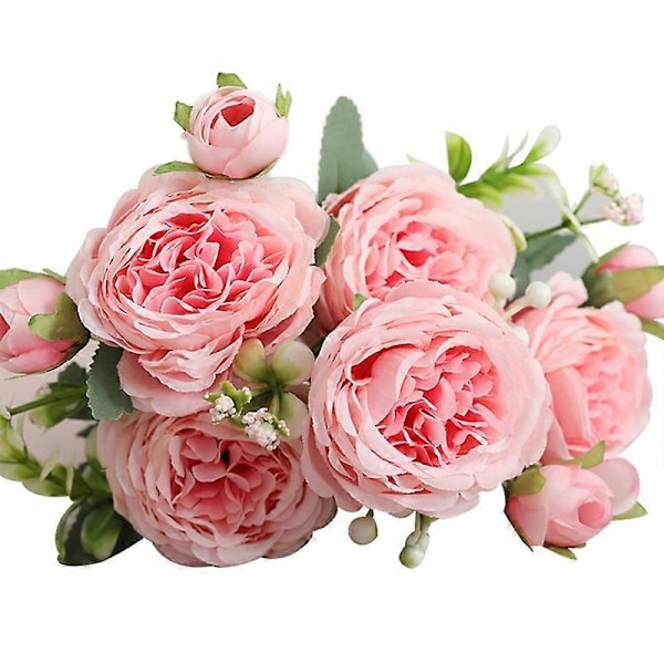 1 stk 5-hoders kunstig stoffrose hjemmefest brude hjem bryllup borddekorasjon Light Pink