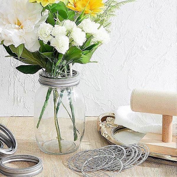 10 st Mason Jar Blomstergrodhållare Blomsterinsatsgaller för Blomsterarrangemang