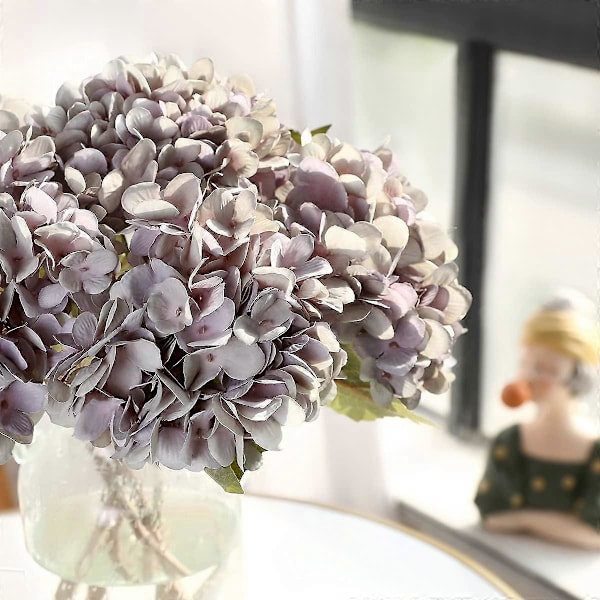 5 KPL Keinotekoisia Hortensia Silkkikukkia Yksittäinen Varsi Tekohortensia Kimppuja Juhliin Häihin Pöytäkoristeisiin Kodin Sisustukseen (Sininen) Dusty Blue