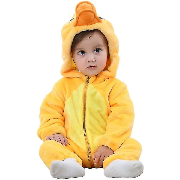 Ny unisex baby Vinter Höst Flanell Huva Romper Cosplay Duck 90CM