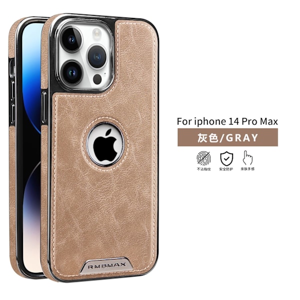 Fodral för iPhone 15plus Högkvalitativt grått Magnetiskt business Full-Body Textur