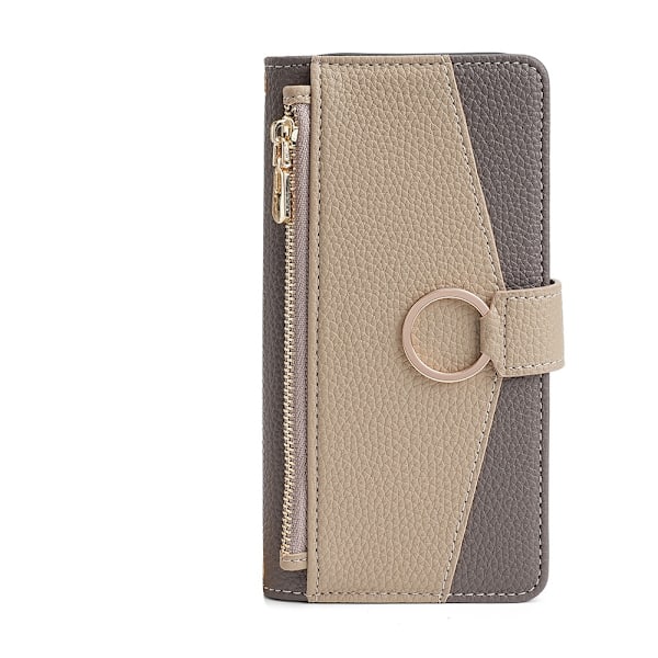 Etui til iPhone 16 Pro Max Grå (enkelt læderetui) Flip Wallet med kortholderrem og stativ