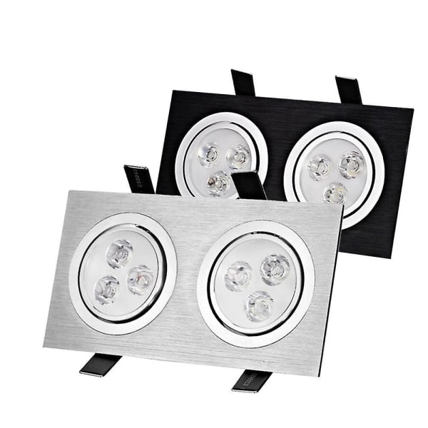 Led Inbyggd belysning - Dubbelpunktsljusgaller Ljus Led fyrkantigt tak Warm White(Silver) 7W X2