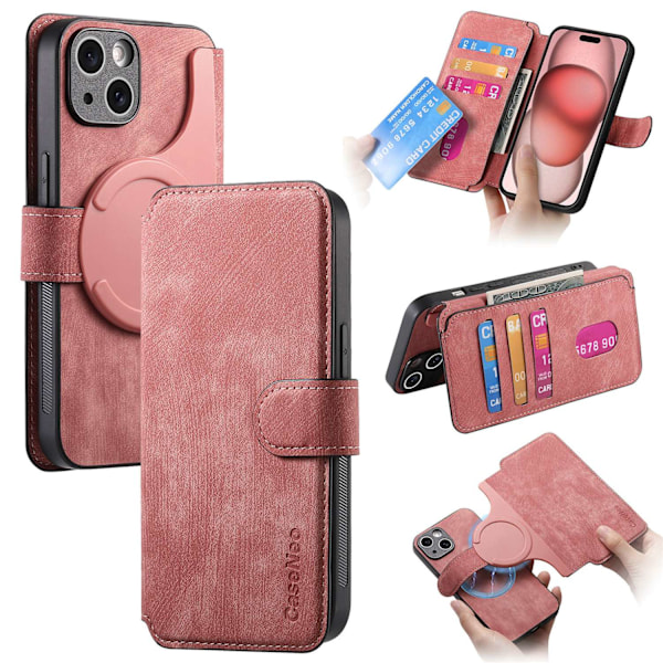 Etui til iPhone 16 rosa Magnetisk Separasjon Flip