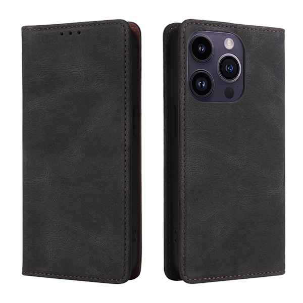 Etui til iPhone iPhone 14 6.1 sort Almindelig Magnetisk Wallet med Kortholder
