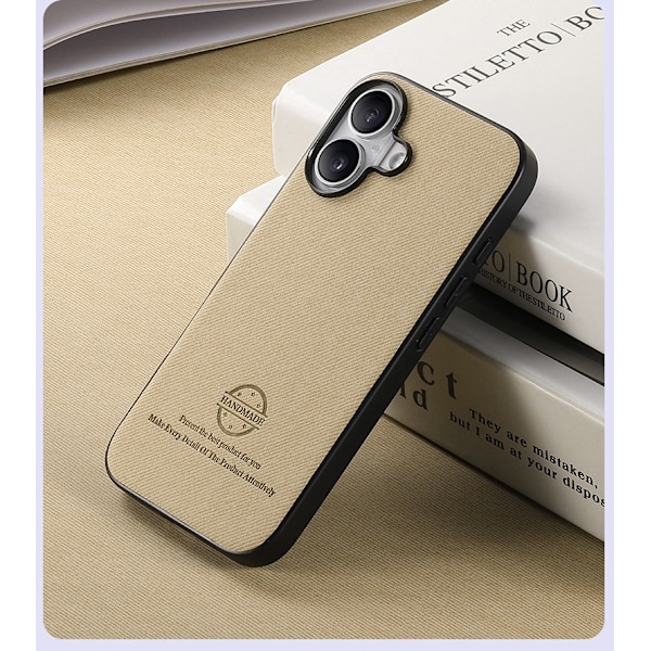 Etui til iPhone 15 Pro Max Khaki Lær Høykvalitets lær