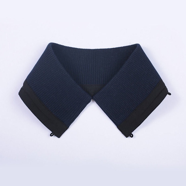 Dame falsk krage Avtakbar halv Vinter Strikketråd Ant Dark blue rib one size unisex