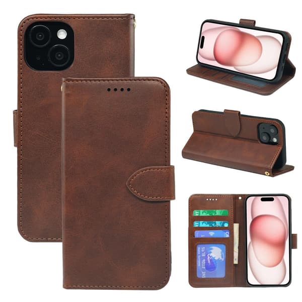 Etui til iPhone iPhone 16pro brun Magnetisk læder fotoramme