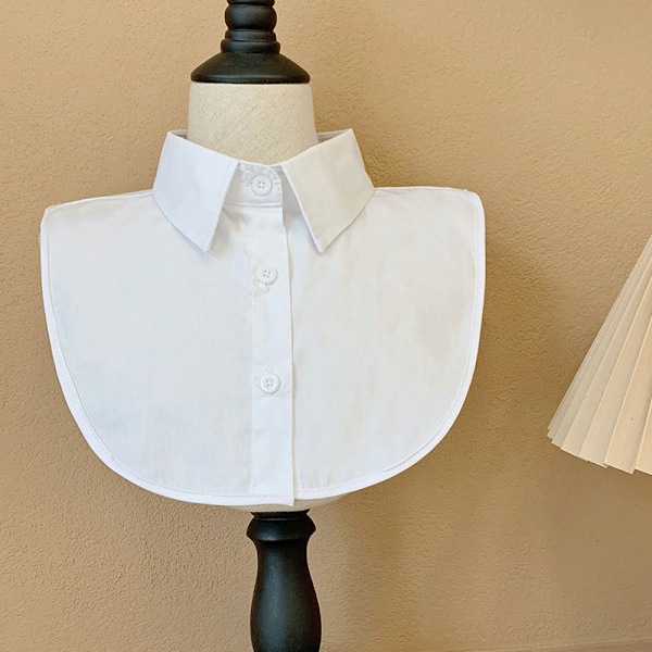Dame falsk krage Avtakbar halv Ren Bomull Ensfarget Sh Short peaked lapel White (strapless)