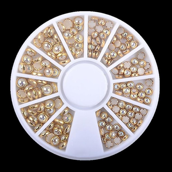 Ab Beige Metal Edge Glitter Nail Beads Studs Beauty Charm Nail Art 092