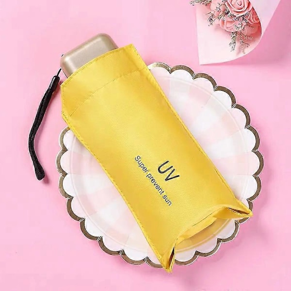 Bærbar Mini Solskærm Anti UV 6 Foldbar Parasol Solskærms paraply til Vandtætte Rejseparaplyer Yellow