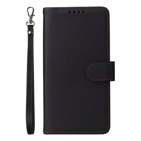 Etui til iPhone 16 svart Split Magnetisk 2-i-1 Stativ Lommebok med Kortholder