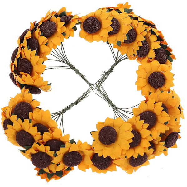 100 stk. Chic Mini Kunstig Papir Solsikke Bryllupsdekoration Håndværk DIY (Orange)
