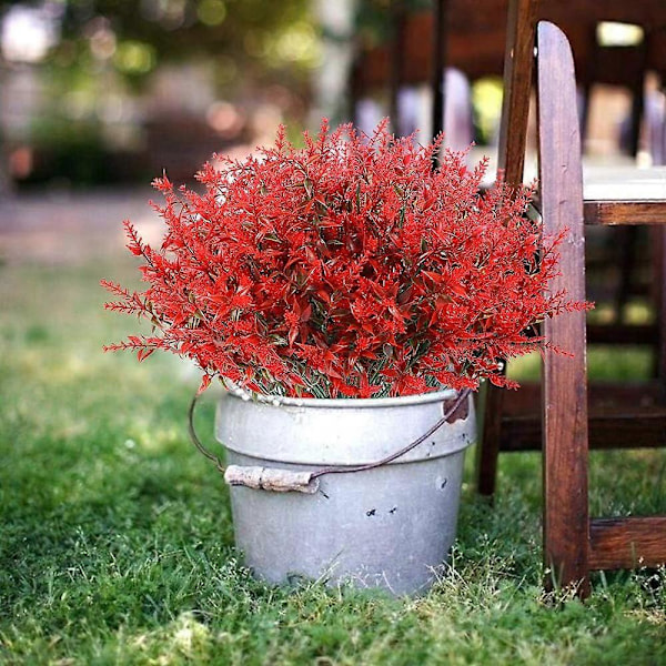8 Bunter Kunstig Lavendel Falske Blomster UV-bestandige Busker, Falsk Plast Red 8