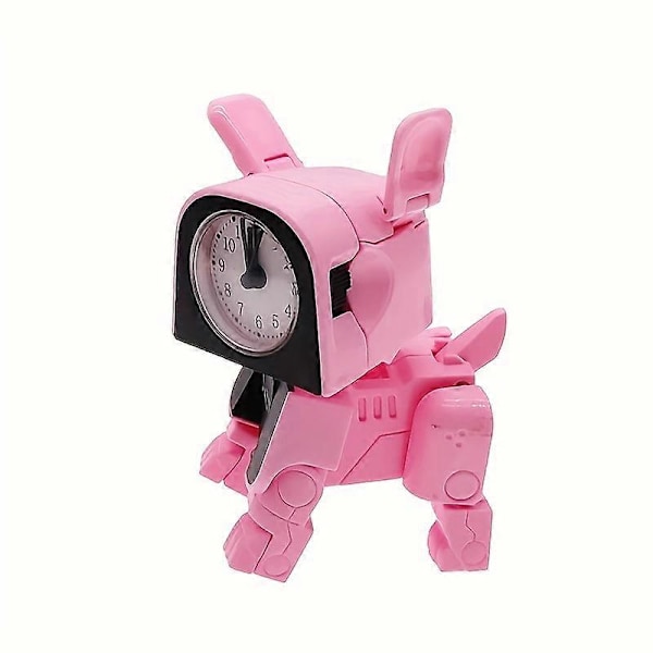 Transformerende Robot Vekkerklokke Ny Kreativ Barneleke Student Elektronisk Stille Liten Vekkerklokke pink