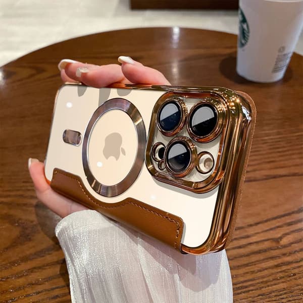 Etui til iPhone 15PRO brun Magnetisk Flip Full-Body
