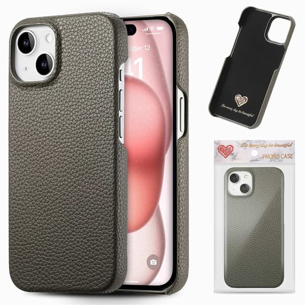 Fodral för iPhone 13 Silvergrå klassisk Enkel exklusiv Nisch Pebbled halv-kant