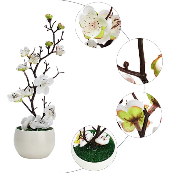 Simulerede potteplanter, falske blomster, bonsai, simulerede vintersødgrene, bonsai, simulerede blommeblomster, kunstige blomster White