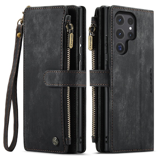 Etui til iPhone 16 Plus sort Flip Wallet med kortholder