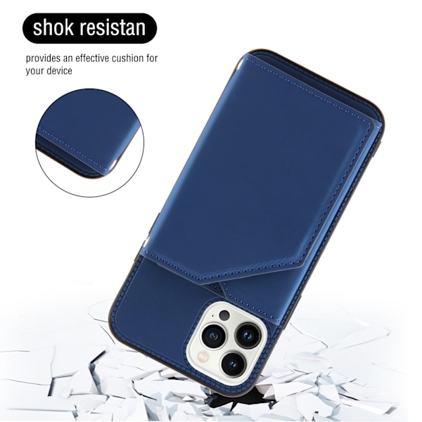 Fodral för iPhone 13 Pro Max Blå (utan snodd) Mjukt Kortfodral Rem Multi-Kort Crossbody Kortfodral