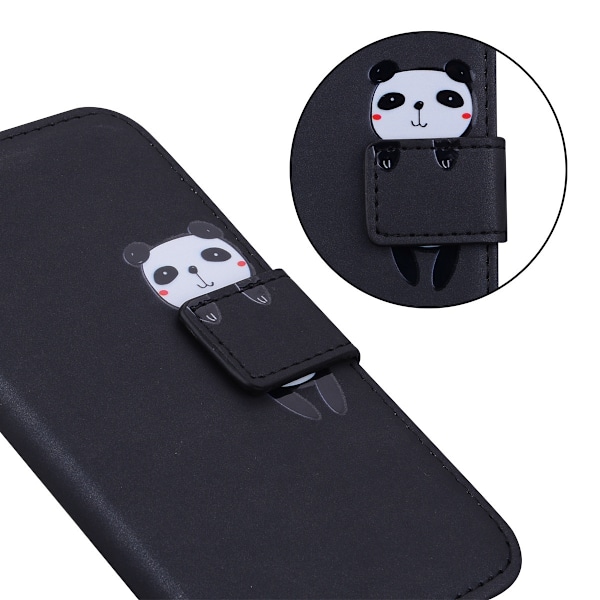 Etui til iPhone 14 Plus sort Enkelt Tegneserie Dyr Pung med Kortholder Flip