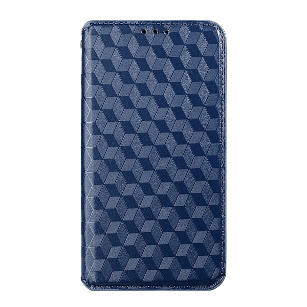 Fodral för iPhone 13 Pro blått diamantmönster magnetiskt flip plånboksfodral med korthållare 3D-mönster