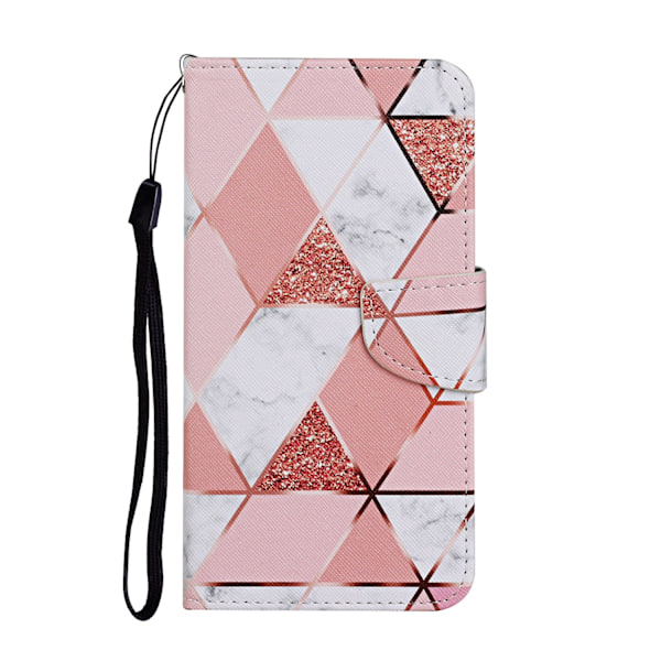 Etui til iPhone 14 marmor tegneserie trykk lommebok med kortholder flip