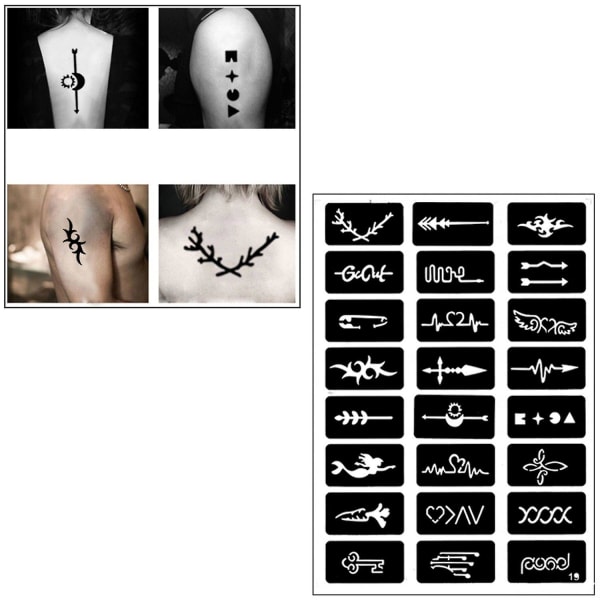 Återanvändbar tatuering klistermärke Tillfällig tatuering stencil glitter färg tatuering för ansikte C