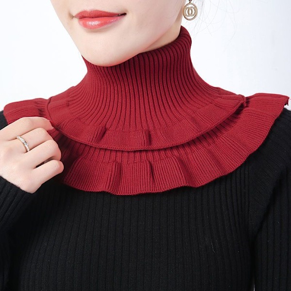 Falsk krage for kvinner, Cervical Spine Fashion All-Match Pullove Red [thickened warm]]