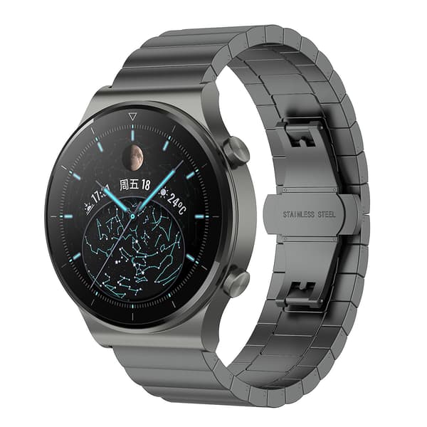 Grå Grå Stållænke kompatibel med Huawei Watch Gt 3 42mm