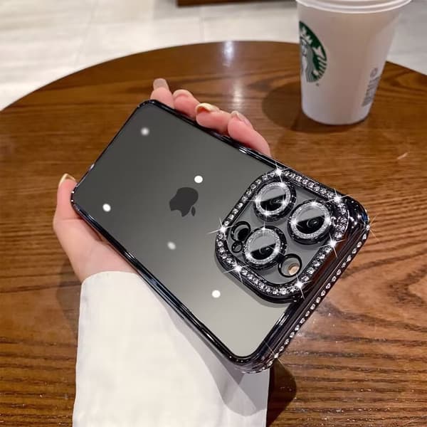 Etui til iPhone 16 Pro Max Diamond Accent Elektrobelagt Klart Linsedetalj Klar Noz31463