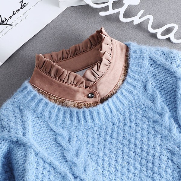 Dame falsk krage Avtakbar halv, Vinter Koreansk Stil Deta Button stand collar [red]]