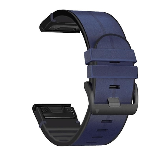 Midnatsblå Midnatsblå Silikone + Læder Urrem kompatibel med Garmin Fenix 7x